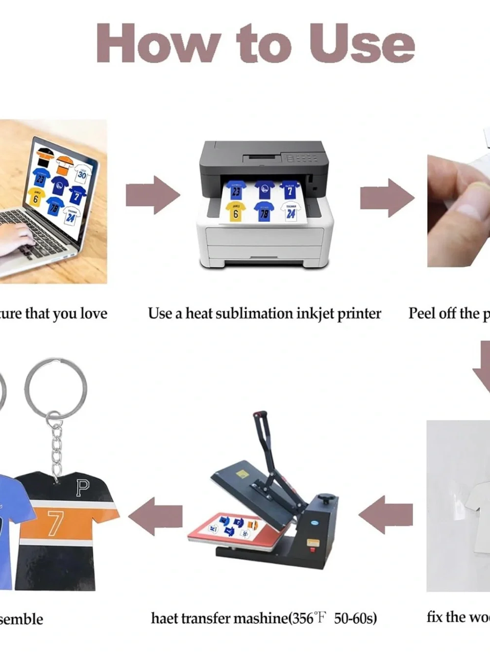 72-Piece Sublimation Keychain Blanks Set – T-Shirt Shape with Key Rings